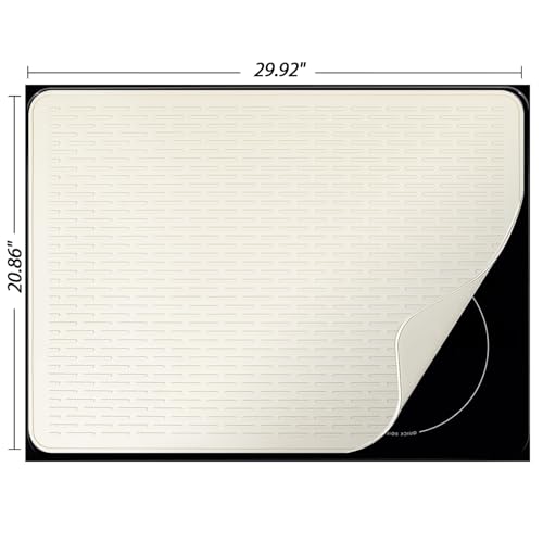 Stove Top Cover for Electric Stove - Silicone Stove Mat for Glass Top, Glass Cooktop Protector, XL Dish Drying Mats For Kitchen,Oven Covers for Electric Stove (Beige,30 x 21)