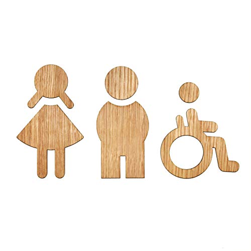 Pictogramme en bois homme femme et handicapé silhouette 120 mm pour signalétique WC