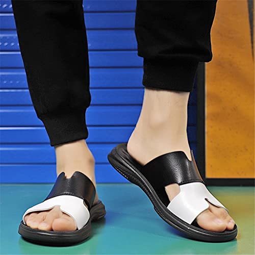 Slippers Men's Non-Slip Cool Outside Flip-Flops Breathable Thick-Soled Toe Sandals(D,42 Code)3