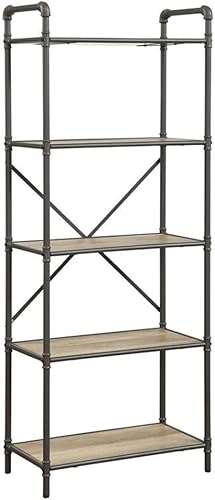 Miniatura 1 de Acme Itzel - Estantería rectangular de 5 niveles de madera en roble antiguo y gris arena