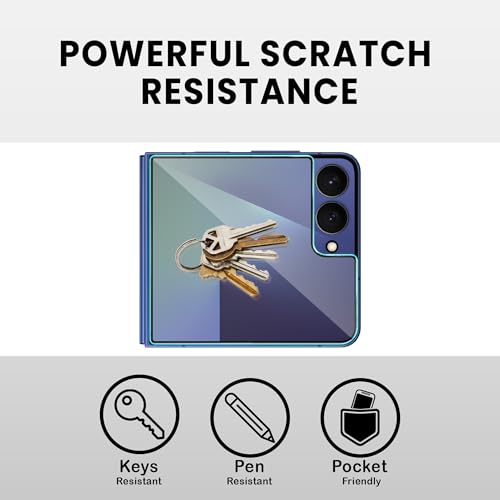 Image of FIRST MART Tempered Glass for Samsung Galaxy Z Flip 7, 9H 0.3 mm Full-Glue Screen Protector with Cable Protector, 3D Edge-to-Edge, HD Clear, Case-Friendly, Black, Pack of 1