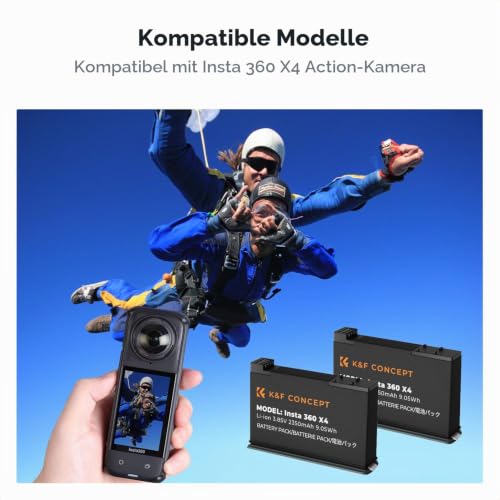 K&F CONCEPT 2er-Pack Akku 2350mAh + Dual Slot LED Ladegerät, USB-C/Micro USB, voll entschlüsselt ohne Pop-up… – Ansicht 3