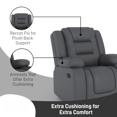 Image of Amazon Brand - Solimo Fraklin | Single Seater Sofa Recliner | Manual Recliner (Leatherette Grey)
