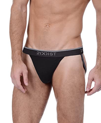 2(X)IST Men's Cotton Stretch Jock Strap 3-Pack Black/Black/Black, Medium