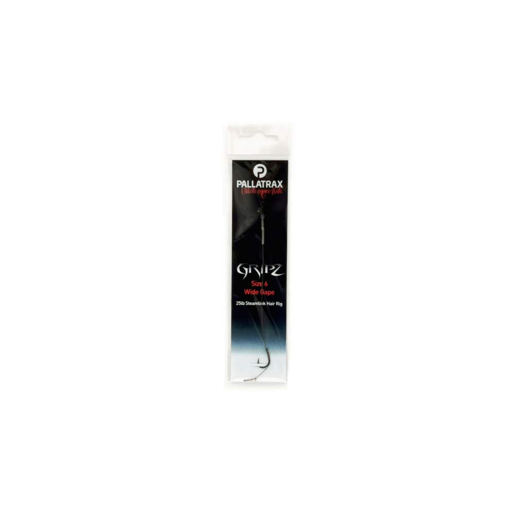 Pallatrax Gripz Wide Gape Hair Rigs (Braid, Fluorocarbon, Steamlink) (Size 6-25lb Steamlink)