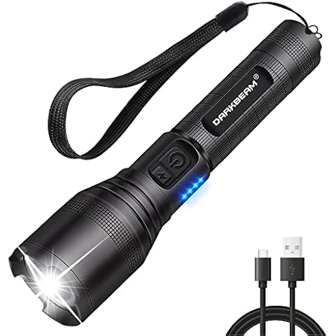 DARKBEAM LED Flashlight Rechargeable USB 350000 High Lumens, Small Powerful Bright Pocket Flashlights, Focus Adjustable Water Resistant Handheld Flash Light for Camping, Outdoor, Emergency Cover