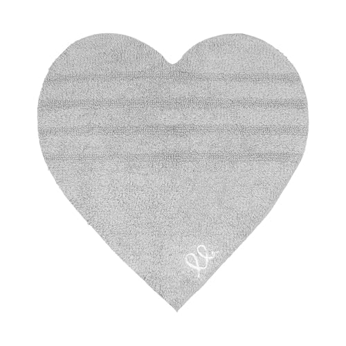 OLIVO.shop | AMOUR Tappeto bagno a cuore, Tappeto bagno cotone, Tappeto bagno antiscivolo e assorbente, 6 colori disponibili. (Grigio)