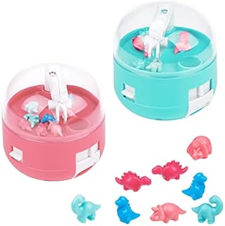 2Pcs Mini Claw Machine for Kids, Mini Dinosaurs Figures Grabber Tiny Dinosaur Grabber Prize Dispenser Vending Machine Toy for 3+ Year Old Kids Boys Girls Gifts
