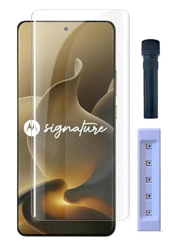 Image of MACLEN Ultra Premium HD Adavnced Glue UV Curved Tempered Glass for Moto Signature 5G | With HD clearity full curved edge protection and Installation Kit