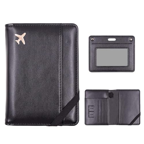 Melsbrinna Passport Holder For Travel & Rfid Blocking Passport Cover For Travel Women Detachable Transparent Card Sleeve,Travel Essentials/Travel Wallet (black)2