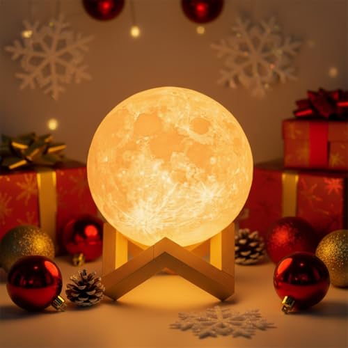 Mydethun Moon Lamp 3D Night Light - 5.9' Christmas Table Decor w/Wooden Base, Gift for...