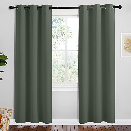 Image of NICETOWN Blackout Curtain Panels, Dark Mallard, 1 Pair, 42 by 78-Inch, Home Decoration Thermal Insulated Solid Grommet Blackout Drape for Dining Room