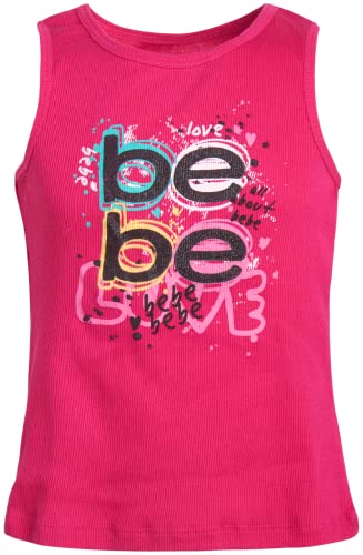 Bebe Girls' Jogger Set - 3 Piece Tank Top, Fleece Sweatshirt, And Sweatpants, Size 4, Vanilla Multicolor #TOP4