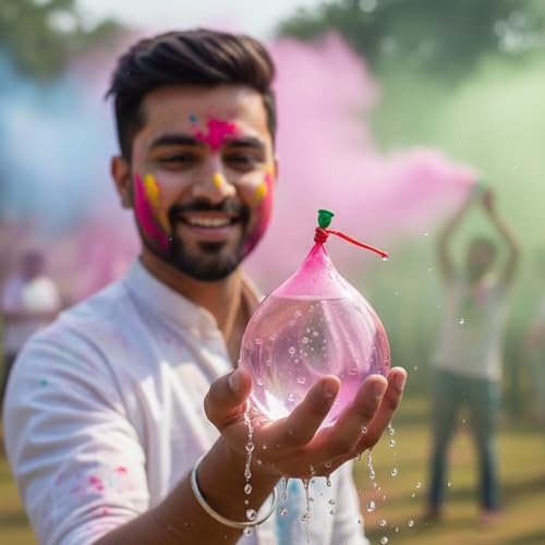 Image of TOTA Holi Balloons | Set of 1 Balloon Bunch | 37 Water Balloons | Quick Fill and Auto Tie in 60 sec Gubbare | Multicolour Water Magic AA