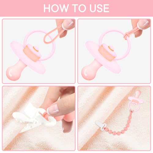 Image of MINMUNJIU Pacifier Clips Baby Girl, 6 Pack One Piece Flexible Soft Binky Clips Silicone Pacifier Holder Clip for Girls, Baby Girl Newborn Essentials