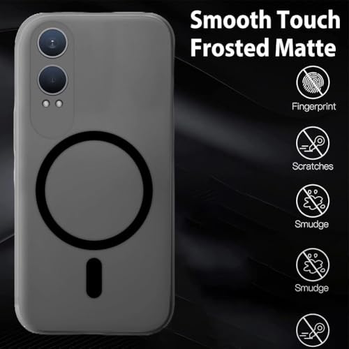 Image of SHINESTAR Back Cover for OnePlus Nord CE 4 Lite 5G | Frosted Semi-Transparent Slim Case | Only Compatible with Wireless Magnetic Accessories | Hard Back, Matte Finish - Black