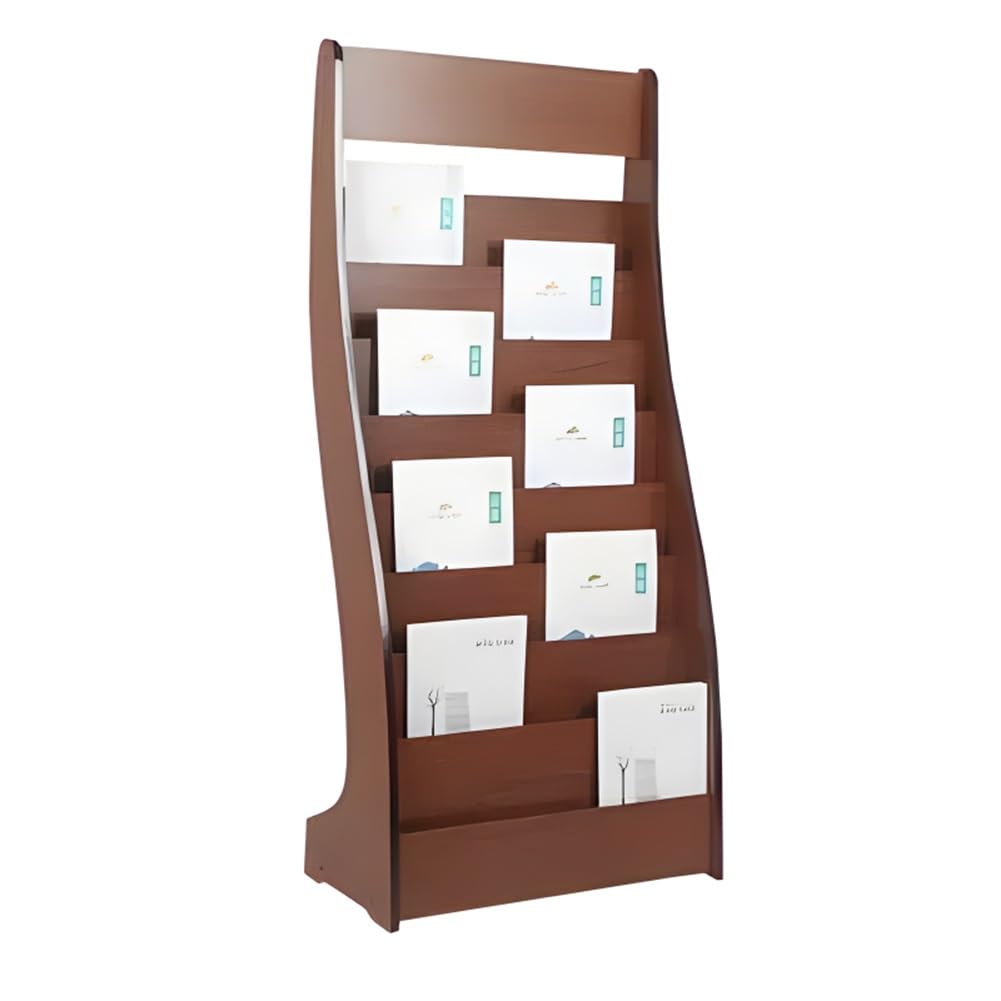 Organizzatore di Materiale Promozionale da Pavimento, Piccolo Porta giornali in Legno, Porta riviste Indipendente, per Banche, biblioteche, uffici (P-62x29x134cm)