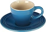 Le Creuset PG8001-0959 Stoneware Espresso Cups and Saucers, Set of 2, Marseille