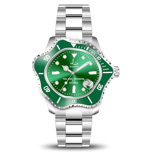 ILLIMITE Asymmetrical Automatic Watch for Men Self-Winding Mechanical Watches Japanese Miyota 8215 Movement Luminous Waterproof Stainless Steel Wrist Watches Tidal Basin