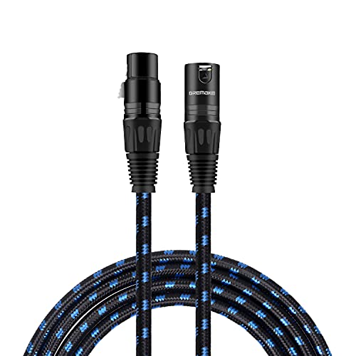 Dremake 15 Foot Xlr Mic Cable, Balanced Xlr 3Pin Male To Female Microphone Patch Cable For Live Sound & Stage, Studio Harmonizer, Mixing Board, Patch Bay, Preamp, Speaker System - Black/Blue Tweed #TOP5