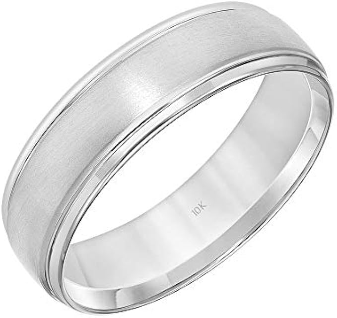 10K White Gold 6MM Classic Traditional Wedding Band Ring for Men and Women by Brilliant Expressions