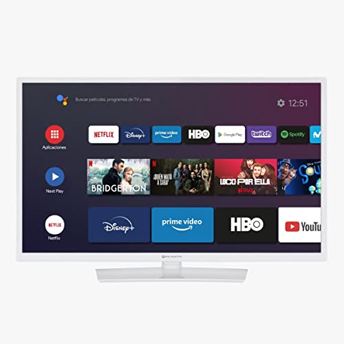 EAS ELECTRIC SMART TECHNOLOGY | E40AN70W | Android TV 39” | HD Ready | Color Blanco | Smart TV Android 9 Certificado | 1366 x 768 | HDR | Google Cast | Google Voz | Wi-Fi | Ethernet | DLED Cover