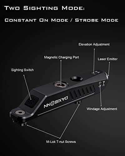 Daxisonn Green Mlok Laser Sight Tactical Rifle Laser Sight Green Beam Gun Laser Compatible With M-Lok Rail With Strobe Function And Magnetic Charger #TOP5