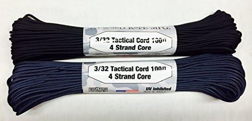 2 Piece Set - 100' 275 Tactical Cord (Black, Navy Blue)