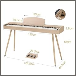 Bonnlo Piano Numérique avec 88 Touches Lestées, Piano Électrique avec Unité 3 Pédales pour Débutants, Piano avec Support, 2 Systèmes Bluetooth, Bois Naturel - Les Beatles, Paul McCartney, John Lennon, RIngo Starr, George Harrison Bonnlo Piano Numérique avec 88 Touches Lestées, Piano Électrique avec Unité 3 Pédales pour Débutants, Piano avec Support, 2 Systèmes Bluetooth, Bois Naturel – Image 2