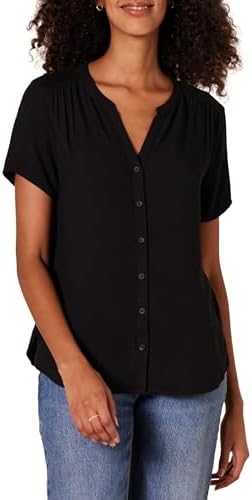 Amazon Essentials Women’s Relaxed-Fit Short-Sleeve Woven Blouse