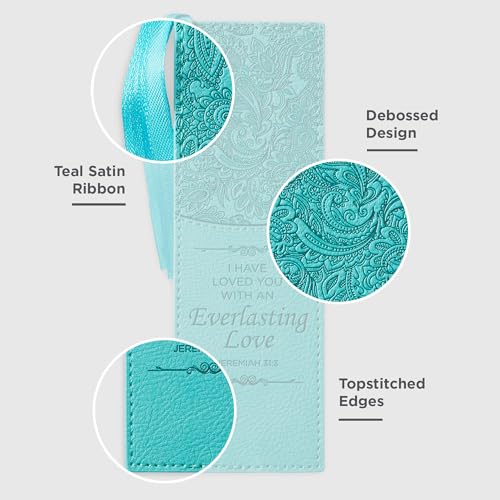 Image of Christian Art Gifts Premium Faux Leather Bookmark: Everlasting Love, Teal