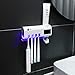 CTing Porte-brosse à dents stérilisateur UV distributeur automatique de dentifrice, porte-brosses à dents stérilisé mural, organisateur de brosse à dents (Blanc)