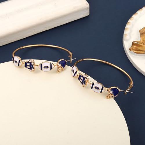 Boderier Game Day Earrings For Women Gold Hoop Earrings Sport Fan Earrings Sports Game Team Jewelry Accessories Blue White thumb #3