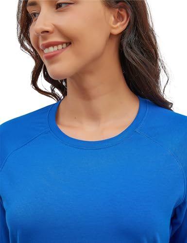 MathCat Camisetas femininas de manga comprida para treino, manga comprida, de algodão pima, camiseta