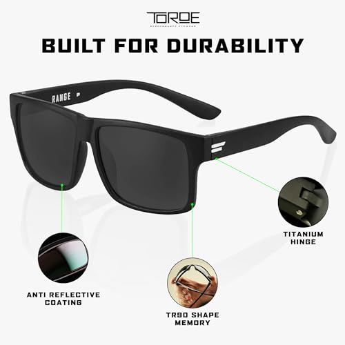 Image of TOROE Classic RANGE TR90 Frame Polarized Unbreakable Sunglasses with Hydrophobic Coated Polycarbonate AR Lenses