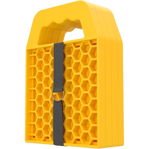 Wiltec Unterlegplatten 4er Set, Stützplatten aus HDPE mit Tragegriff und Fixierband, Kunststoff Unterleger 23,2 x 17 x 2,3 cm, Abstützplatten für Wohnwagen, Wohnmobil, Wagenheber