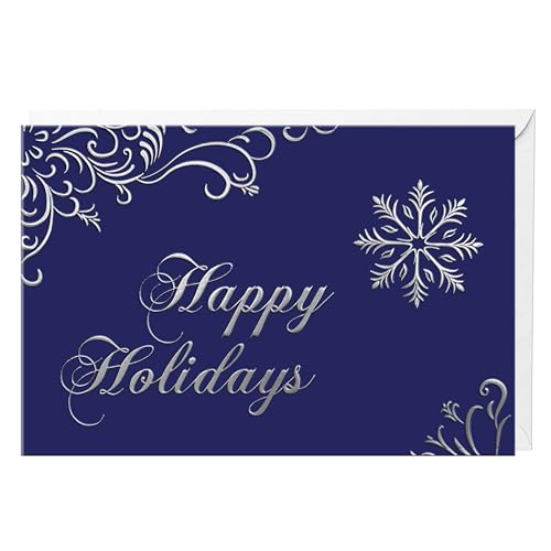 easykart labels 18 Boxed Season's Greeting Cards with Foiling & Embossing, 6.75 x 4.5 inch with Envelopes & Sealing Stickers