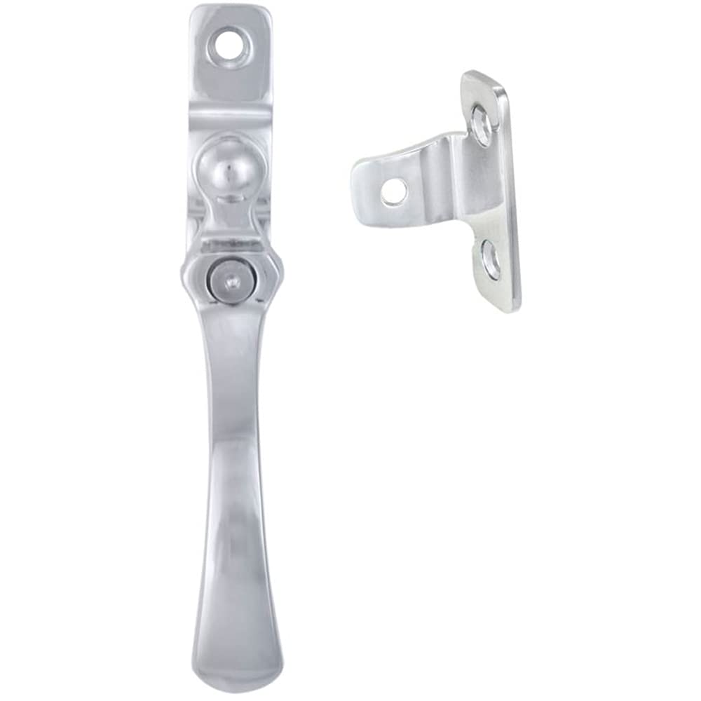 Loops Polished Chrome Lockable Victorian Casement Window Fastener - 57 X 13Mm - | Victorian Design Casement Window Fitting - Window Casement Stay Fastener Arm - Casement Window Fixture