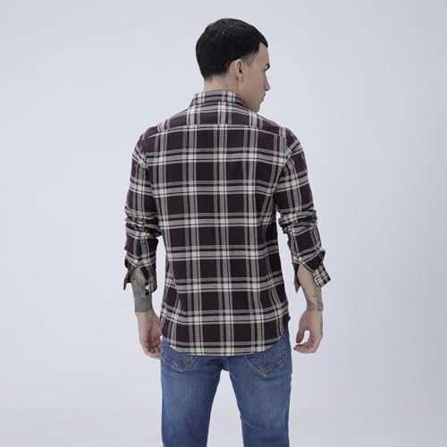 Image of BASICS 100% Cotton Checked Shirt for Men | Slim Fit | Everyday Smart Casual Wear | Full Sleeve