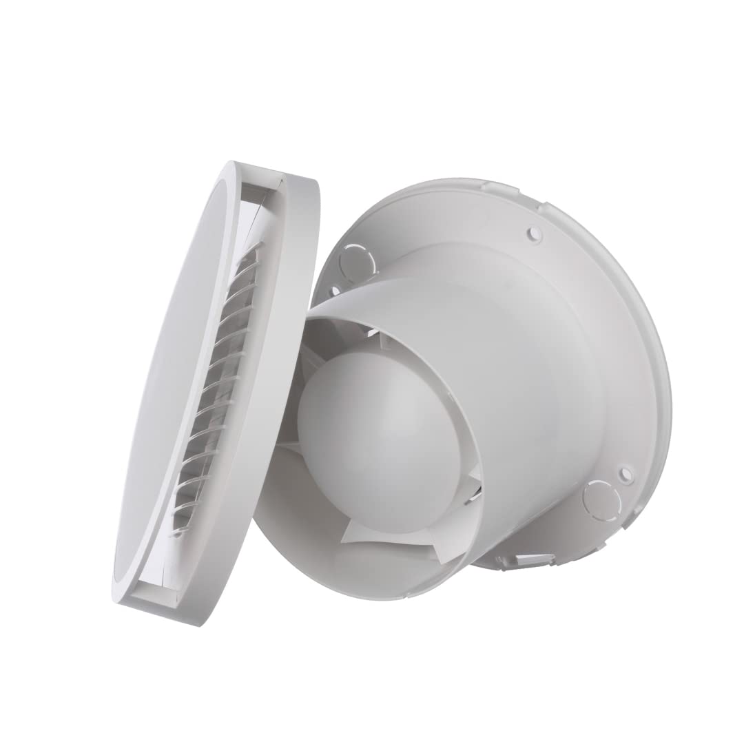 Badkamer ventilator rond 100 mm wit met timer - design EAT100T