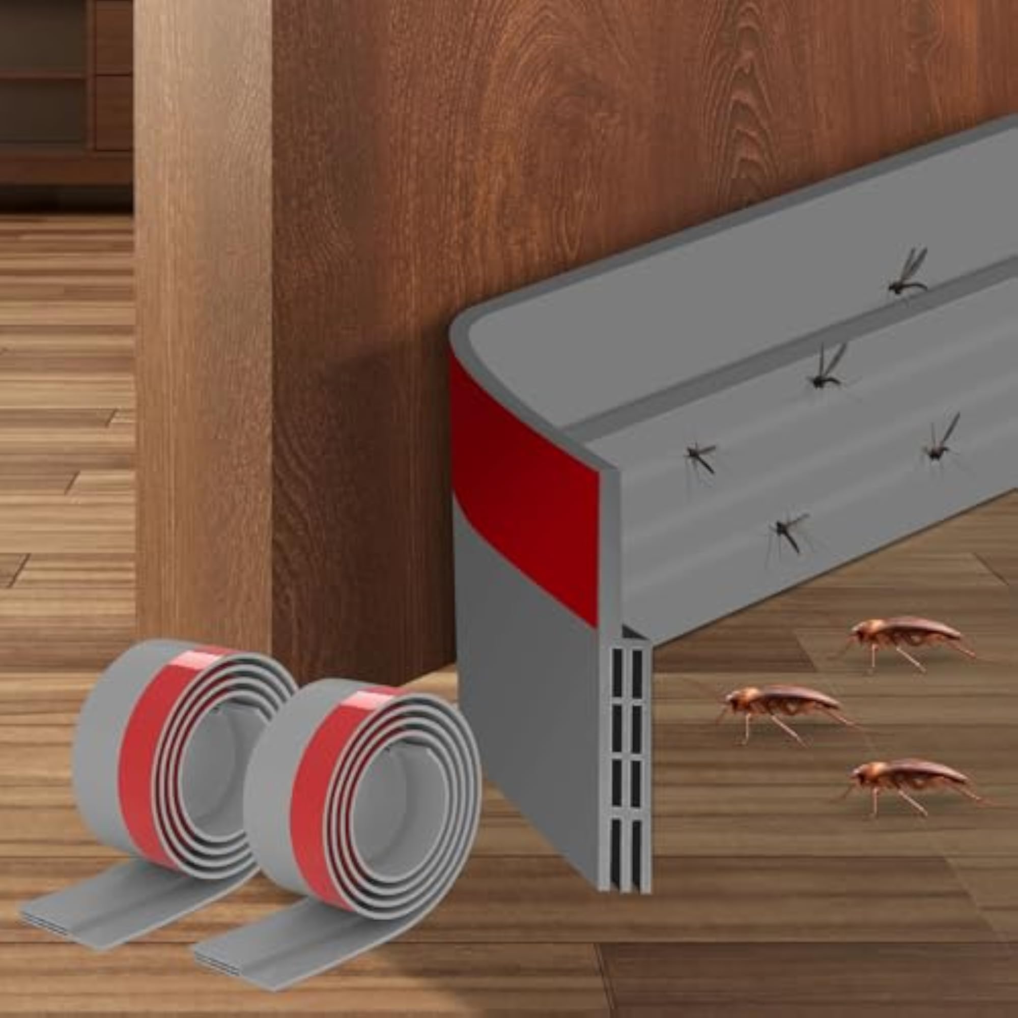Door Draft Stopper Under Door Seal 39"L Cuttable Soundproof