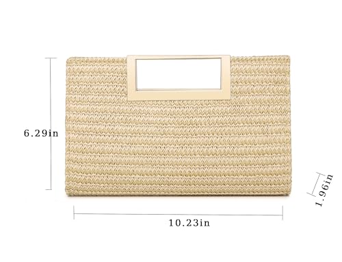 MUDUO Women Clutch Purse Fashion Straw Clutch Purses for Women Summer Beach Bag Woven Purse handbag/shoulder eveing bag (Khaki-620) by MUDUO - Used condition - Image 4