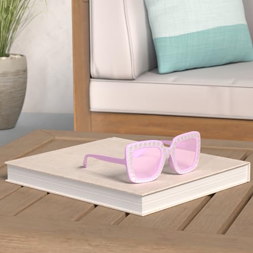 9 Pairs Rhinestone Oversized Square Sunglasses for Women Sparkling Bling Crystal Sunglasses AC Frame Glasses for Women2