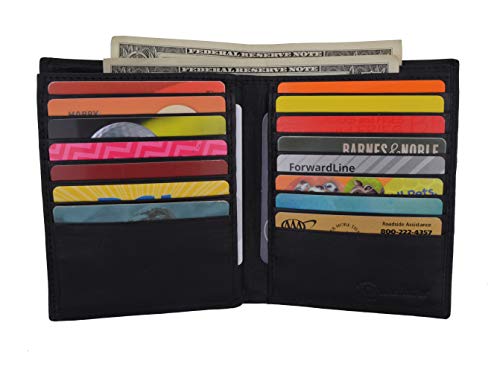 Marshal Men's Hipster Bifold Genuine Leather Multi-Card Id Holder European Wallet (Black) #TOP4