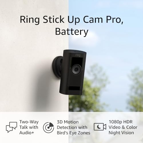 Ring Stick Up Cam Pro Battery | Two-Way Talk with Audio+, 3D Moti...