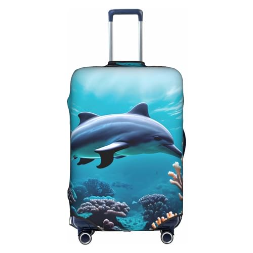 Housse de protection pour valise XL motif dauphin blanc