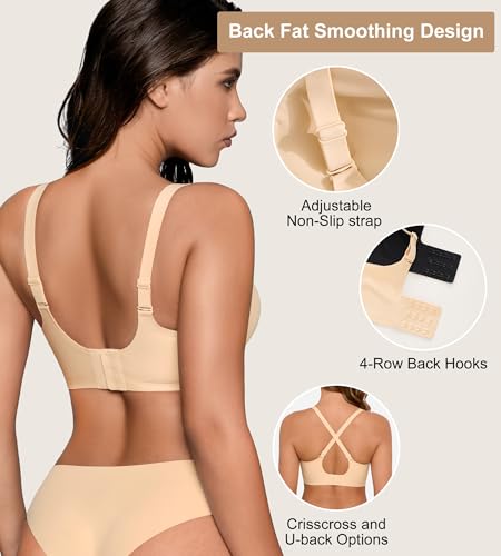 Bras for Women No Underwire - Wireless Seamless Bralettes with Support Padded Full Coverage Comfortable Tshirt Bra3