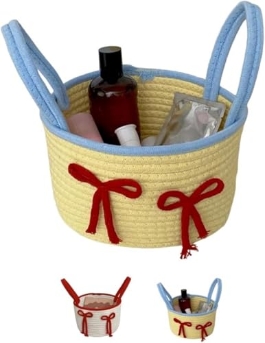 AOBOPOシェルフバスケット コットンロープ素材 カゴ 衣類、本、シェルフバスケット 棚を収 納するためのオーガナイザー編みバスケット 編み込み 雑貨かご 収納カゴ 積み重ね 整理整頓 多用途 省スペース 収納ボックス メイクアップ収納 押入れ/洗面所/