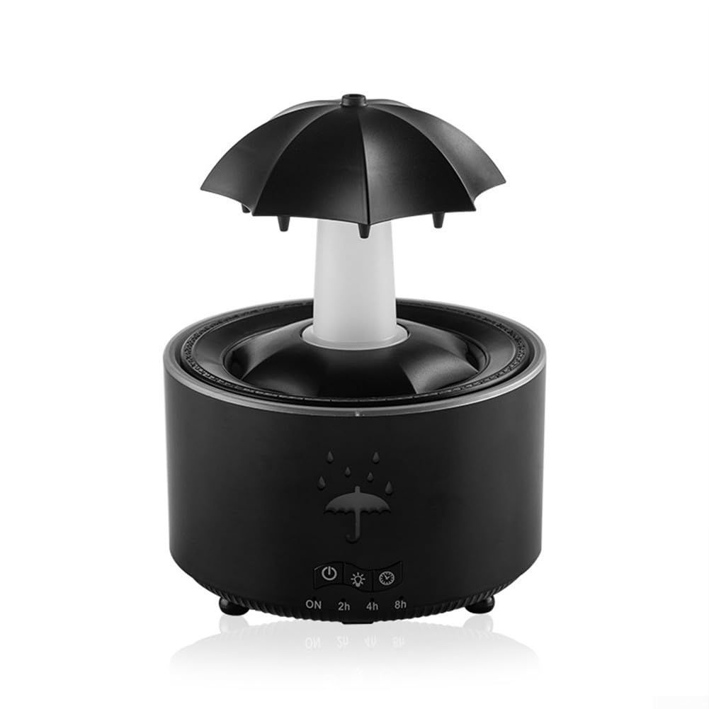 Minhe Diffusore per aromaterapia a LED a 7 colori con rotazione automatica, suoni della pioggia, impostazioni del timer e spegnimento automatico, doppio uso come umidificatore e diffusore di oli