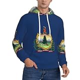HJLUUFT Sudadera con capucha para hombre con estampado de la bandera del estado de Vermont, sudadera con capucha para hombre, holgada, acogedora, bolsillo de manga larga para hombre, Negro, 3XL